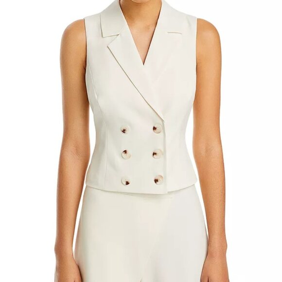 AQUA Double-Breasted Vest Ivory M NWT - Picture 2 of 8